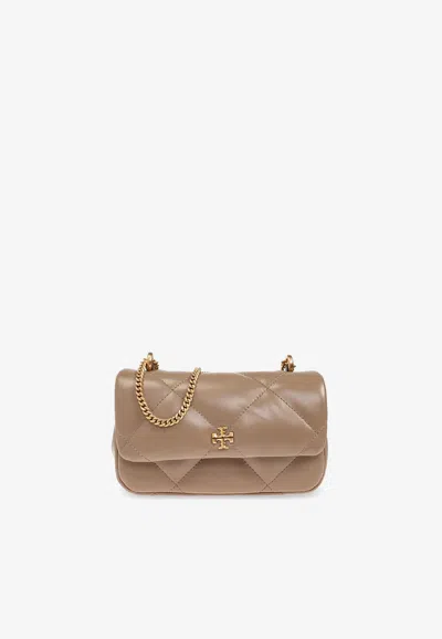 Tory Burch Mini Kira Diamond Quilt Shoulder Bag In Sand