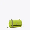 Tory Burch Mini Kira Diamond Quilt Suede Flap Bag In Green