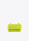 Tory Burch Mini Kira Diamond Quilt Suede Shoulder Bag In Green