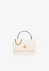 Tory Burch Mini Kira Diamond Quilt Top Handle Bag In White