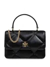 Tory Burch Mini Kira Diamond Quilt Top-handle Chain Wallet In Black