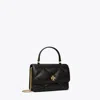 Tory Burch Mini Kira Diamond Quilt Top-handle Chain Wallet In Black