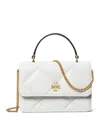 Tory Burch Mini Kira Diamond Quilt Top Handle Chain Wallet In Blanc