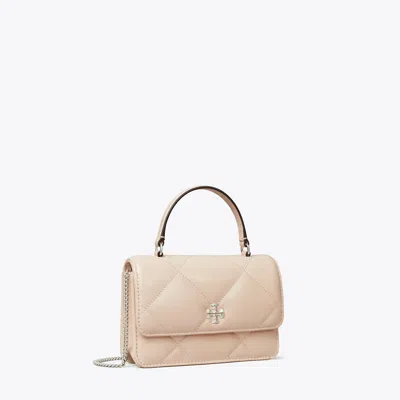 Tory Burch Mini Kira Diamond Quilt Top-handle Chain Wallet In Soft Pink