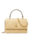 Tory Burch Mini Kira Diamond Quilt Top Handle Chain Wallet In Vanilla Soft Serve