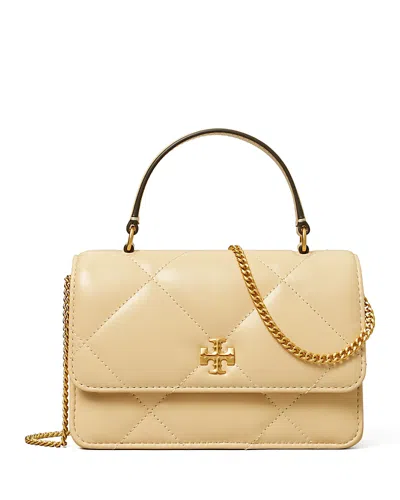Tory Burch Mini Kira Diamond Quilt Top Handle Chain Wallet In Vanilla Soft Serve