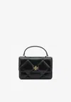 Tory Burch Small Kira Diamond Quilted Convertible Leather Shoulder Bag In Black