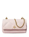 Tory Burch Mini Kira Diamond Quilted Leather Flap Bag In Rose Salt/gold