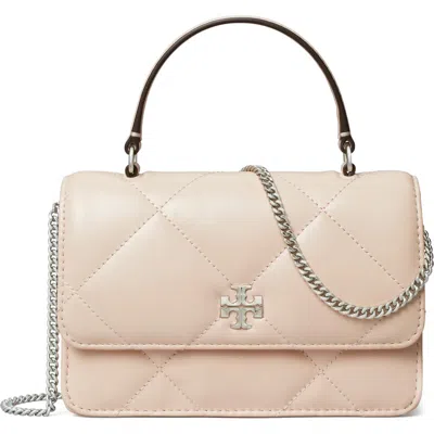 Tory Burch Mini Kira Diamond Quilted Leather Top Handle Bag In Soft Pink