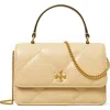 Tory Burch Mini Kira Diamond Quilted Leather Top Handle Bag In Vanilla Soft Serve