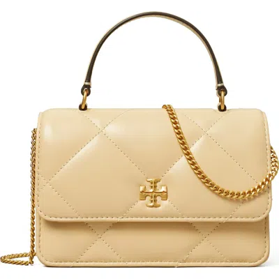Tory Burch Mini Kira Diamond Quilted Leather Top Handle Bag In Vanilla Soft Serve