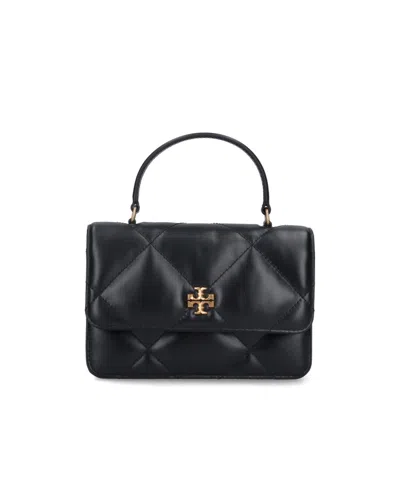 Tory Burch Mini Kira Diamond Quilted Top Handle Chain Wallet In Black
