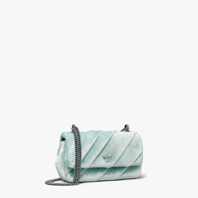 Tory Burch Mini Kira Draped Velvet Flap Bag In Geyser
