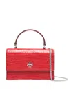 Tory Burch Kira Mini Croc-embossed Leather Top-handle Bag In Red
