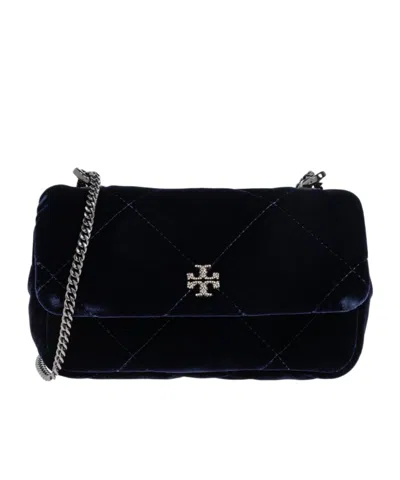 Tory Burch Mini Kira Logo Plaque Crossbody Bag In Blue