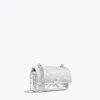 Tory Burch Mini Kira Metallic Diamond Quilt Flap Bag In Silver