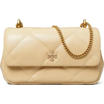 Tory Burch Kira Diamond Quilt Pave Mini Flap Bag In Vanilla Soft Serve