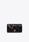 Tory Burch Mini Kira Quilted Leather Chain Clutch In Black