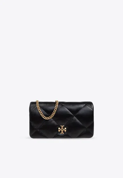 Tory Burch Mini Kira Quilted Leather Chain Clutch In Black