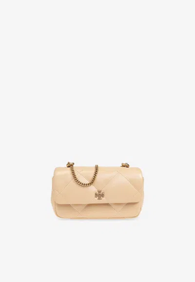 Tory Burch Mini Kira Quilted Leather Crossbody Bag In Cream