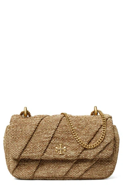 Tory Burch Mini Kira Raffia Shoulder Bag In Camel