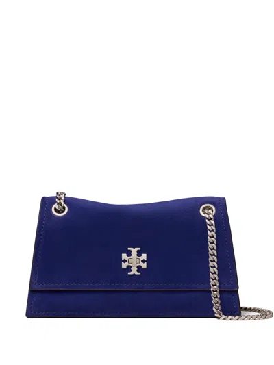 Tory Burch Mini Kira Turnlock Suede Shoulder Bag In Blue