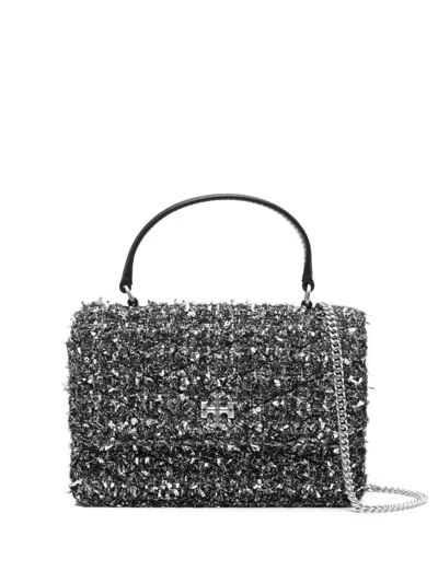 Tory Burch Kira Chevron-stitch Tweed Crossbody Bag In Black
