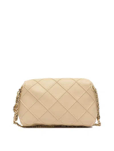 Tory Burch Mini Lamb Leather Crossbody Handbag 21x13.5x6.5 Cm In Neutral