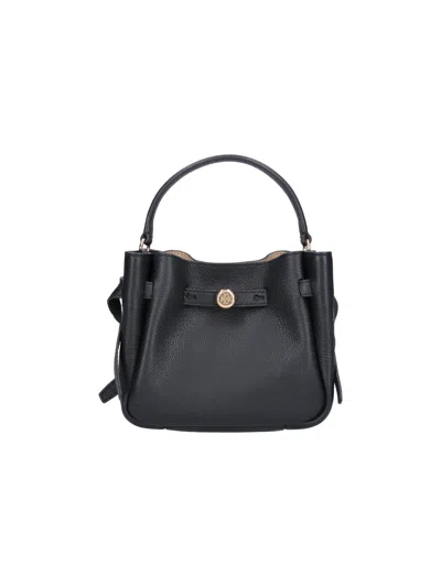Tory Burch Mini Leather Bucket Handbag In Black