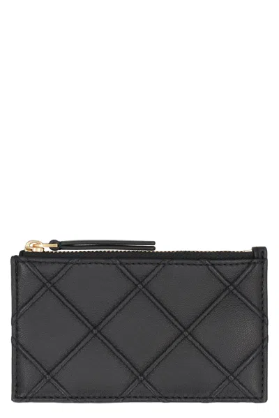 Tory Burch Mini Leather Card Holder In Black