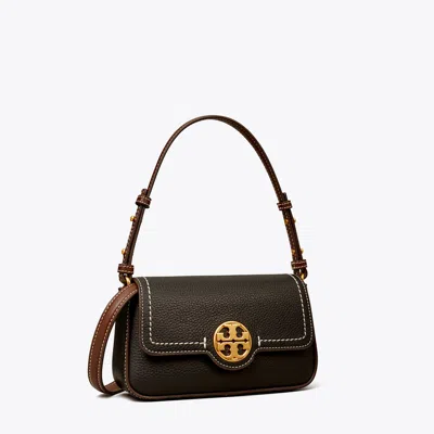 Tory Burch Mini Leather Flap Shoulder Bag In Black