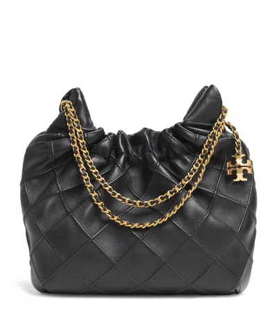 Tory Burch Mini Leather Fleming Shoulder Bag In Black