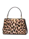 Tory Burch Mini Leather Handbag With Animal Pattern In Brown