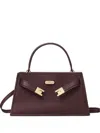 Tory Burch Mini Lee Radziwill Pebbled Top-handle Bag In Burgundy