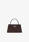 Tory Burch Mini Lee Radziwill Pebbled Leather Handbag In Burgundy