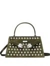 Tory Burch Mini Lee Radziwill Studded Tote Bag In Green