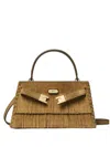 Tory Burch Lee Radziwill Suede Leather Mini Bag In Brown