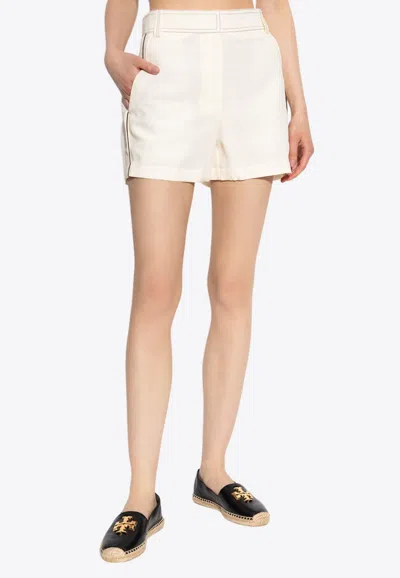 Tory Burch Mini Linen Shorts In White