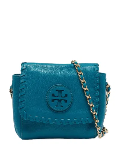 Pre-owned Tory Burch Mini Marion Shoulder Bag In Blue