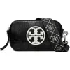 Tory Burch Mini Miller Crinkle Leather Crossbody Bag In Black