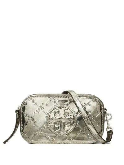Tory Burch Mini Miller Cross Body Bag In Silver