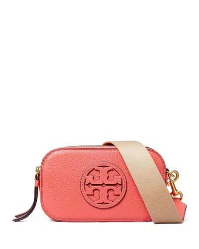 Tory Burch Mini Miller Crossbody Bag In Coral Crush/gold