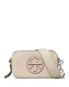 Tory Burch Miller Mini Zip Leather Camera Crossbody Bag In Spazzolato Pookie Pink/silver