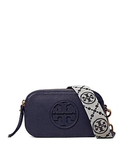 Tory Burch Mini Miller Grained Leather Crossbody Bag In Blue