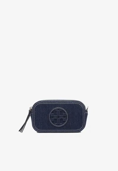 Tory Burch Mini Miller Denim Crossbody Bag In Blue
