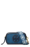Tory Burch Mini Miller Denim Crossbody Bag In Denim Multi