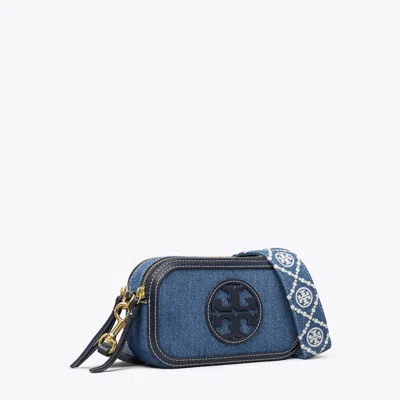 Tory Burch Mini Miller Denim Crossbody Bag In Multi