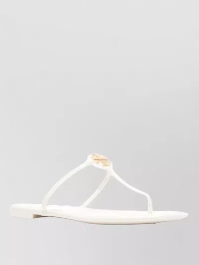 Tory Burch Mini Miller Flat Sole Rubber Slides In White