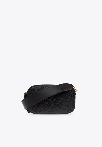Tory Burch Mini Miller Grained Leather Crossbody Bag In Black