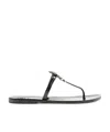 Tory Burch Miller Crystal Logo Thong Sandals In Black